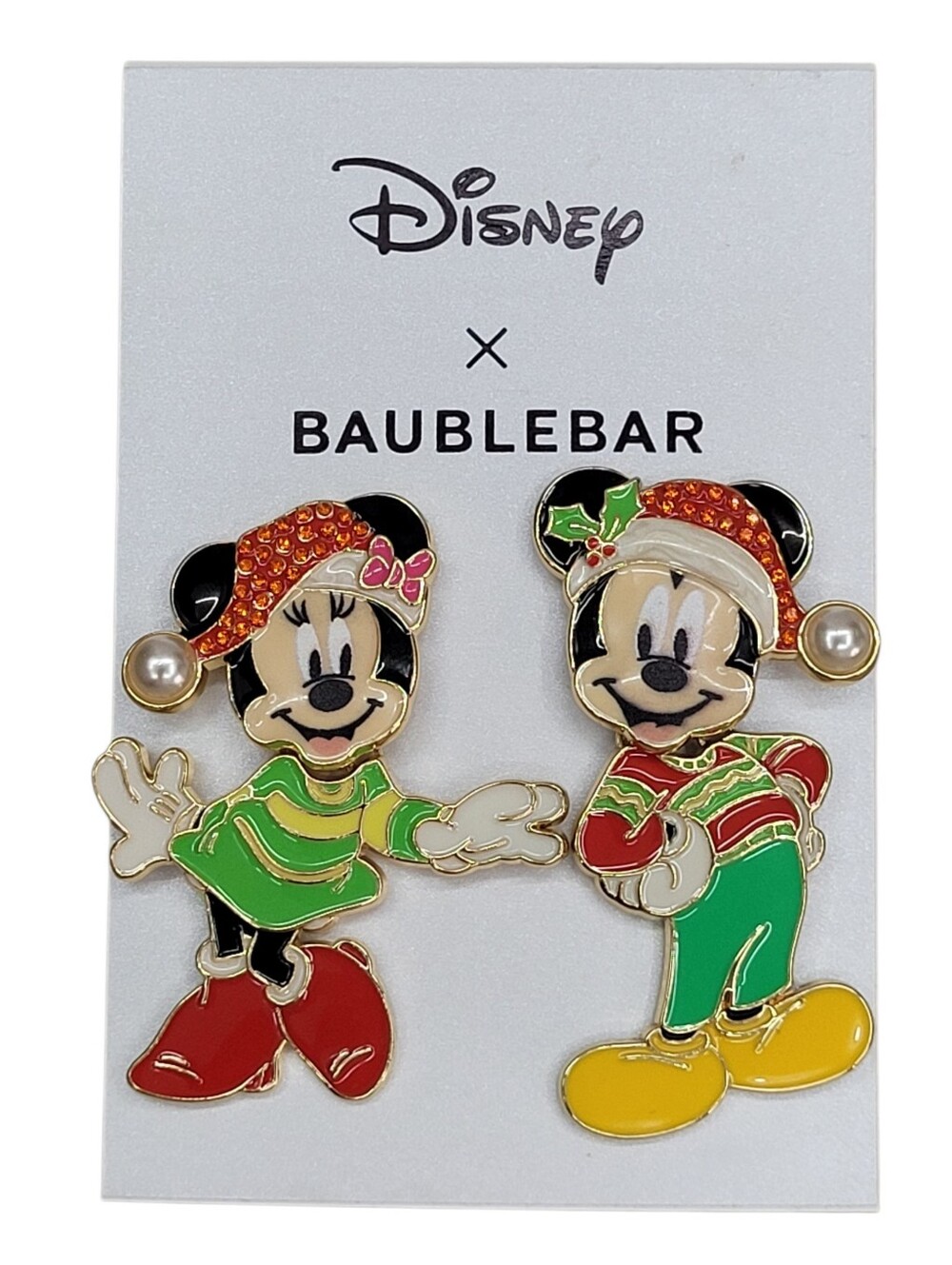 DISNEY X BAUBLEBAR Mickey & Minnie Christmas Holiday Statement Earrings Retired